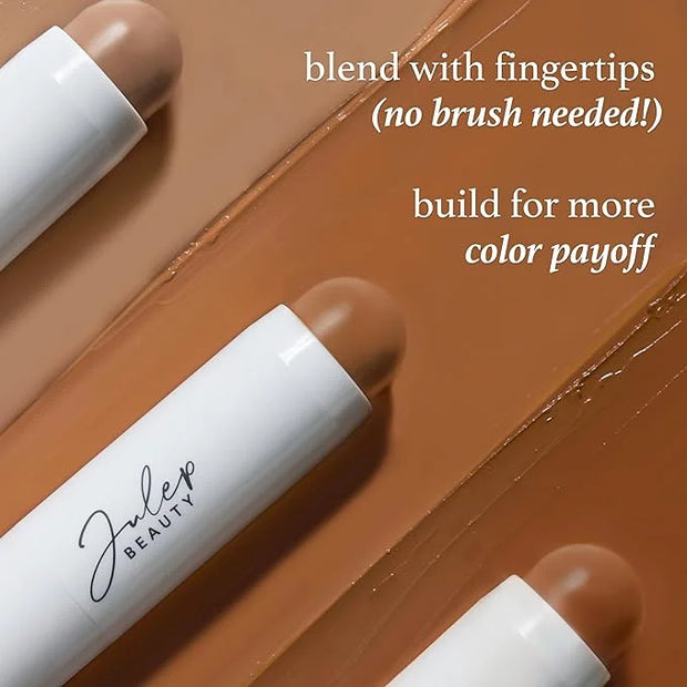 Julep Skip the Brush Cream to Powder Bronzer & Contour Stick - Melted Cocoa Medium skin tones - Long Lasting Blendable and...
