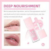 Glow Lip Oil Set, 4 Colors Tinted Glow Lip Oil Set, Hydrating Transparent Moisturizing Plumping Non-Sticky Big Brush Head ...