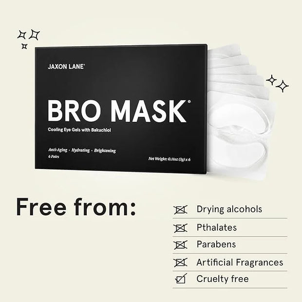 BRO MASK Under Eye Gel Pads: Cooling Eye Patches for Dark Circles and Puffiness | Anti Aging Hydrogel Eye Patch Set + Baku...