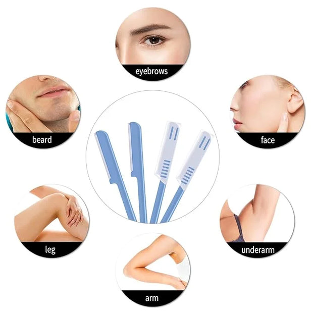 Women's Facial Razor Eyebrow Shaver Razor Brow Shaper Eyebrow Trimmer Dermaplaner Shaping Tool with Cover (Blue) - Product...