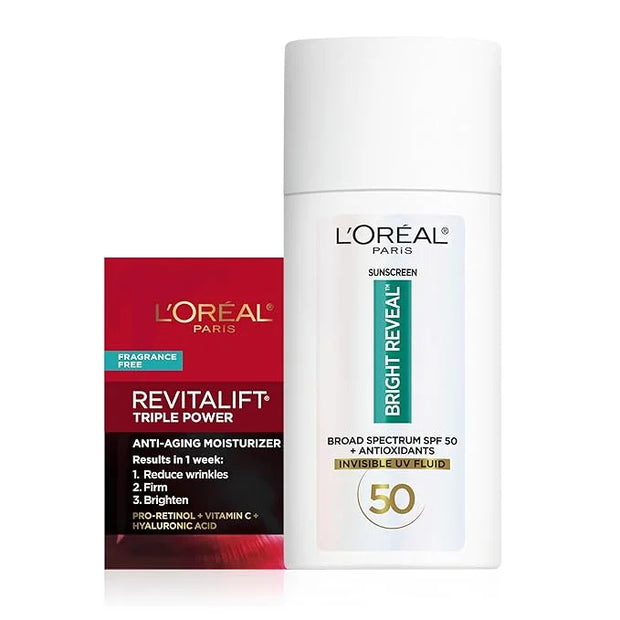 L'Oreal Paris Bright Reveal Broad Spectrum Daily SPF 50 UV Lotion, 1.7 fl oz + Moisturizer Sample - Product Image