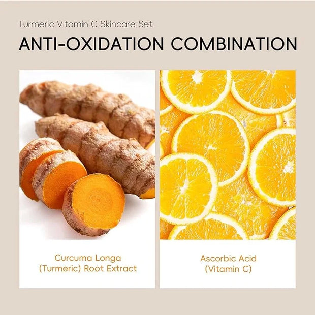 Turmeric Vitamin C Skin Care Set,5 Piece Gentle Skin - Turmeric Cleanser,Toner,Serum,Eye Cream,Moisturizer,to Cleanses, So...