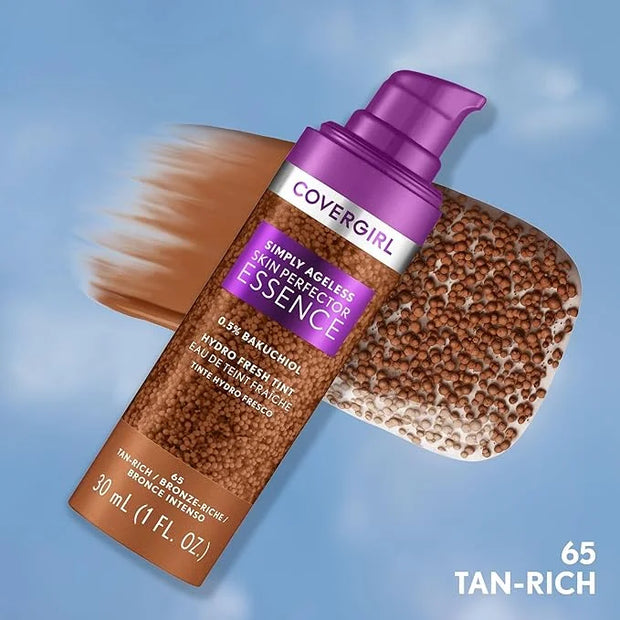 Covergirl Simply Ageless Skin Perfector Essence Foundation, 65 Tan-Rich, Tinted Skincare Makeup Hybrid, Sheer Tint, Radian...