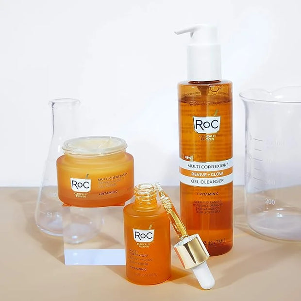 RoC Multi Correxion Revive + Glow 10% Active Vitamin C Serum for Face, Daily Anti-Aging Wrinkle and Skin Tone Skin Care Tr...