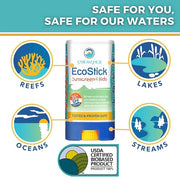 STREAM2SEA EcoStick SPF 35 Mineral Sunscreen Stick, Sweat Water Resistant Sunblock, USDA Approved Biodegradable Paraben Fr...