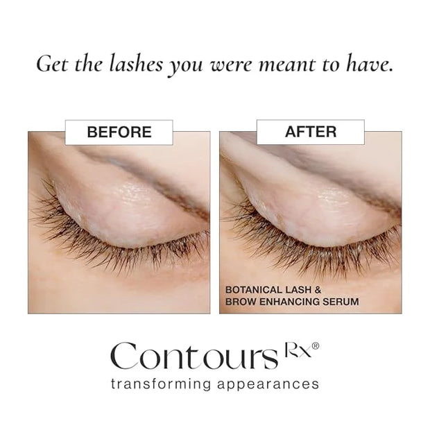 Contours Rx Botanical Lash & Brow Enhancing Serum – Organic, Drug-Free Growth Formula with Peptides & Botanicals – Strengt...