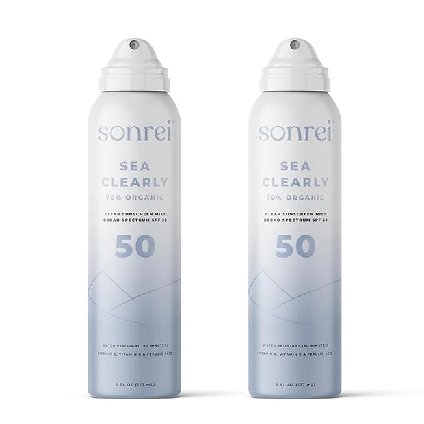 Sonrei Sea Clearly® Organic Mist Sunscreen | SPF 50, Broad Spectrum, Water-Resistant | Vegan, Non-Greasy | Ideal for Face ...