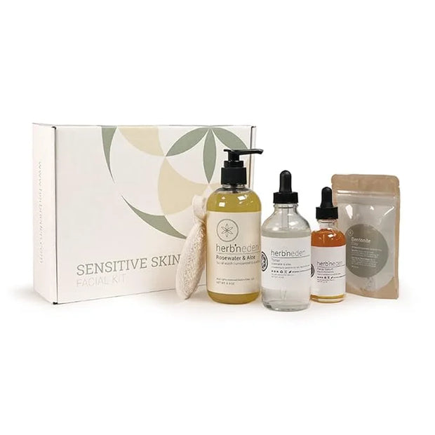 Herb’N Eden - Sensitive Skin Facial Kit - Cleanse, Mask, Tone, & Moisturize - Natural Ingredients & Essential Oils - Made ...