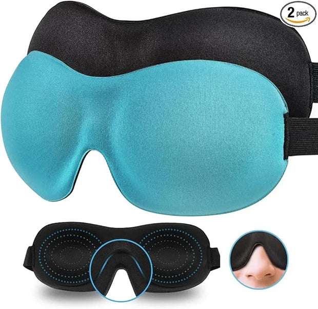 Sleep Mask 2 Pack, Invisible Alar Deep Orbit 3D Eye Mask Ultra Lightweight & Comfortable Sleeping Mask for Side Sleeper, S...