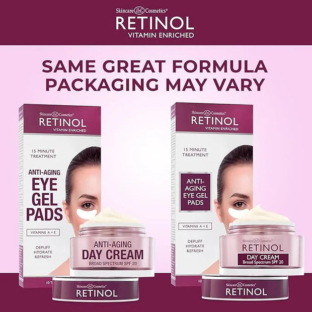 Retinol Anti-Aging Day Cream Broad Spectrum SPF 20 Moisturizes & Reduces Look of Fine Lines Anti-Aging Eye Gel Pads – Soot...