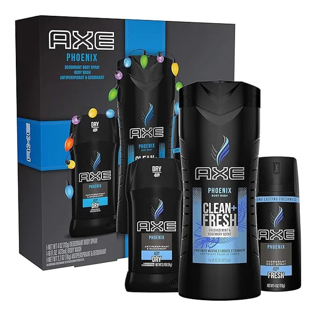 AXE Phoenix Holiday Gift Set With Body Spray, Antiperspirant & Deodorant Stick and Body Wash for Grooming 3 count - Produc...