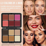12 Colors Cream [Blush Contour Concealer] Makeup Palette for Cheeks - All in One Makeup Palette Kit with Brush, Natural Ma...