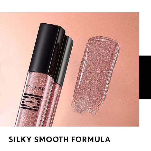 COVERGIRL Exhibitionist Lip Gloss, Short Change, High-Glossy, Cream, 0.99 Fl Oz, Shiny Pink Lip Gloss, Moisturizing Lip Gl...
