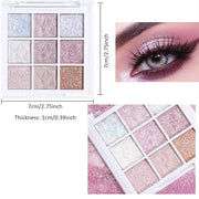 Pink White Glitter Shimmer Sparkle Eye Shadow Palette, Warm Pastel 9 Colors Sparkle eyeshadow Palette Makeup,Colorful Long...