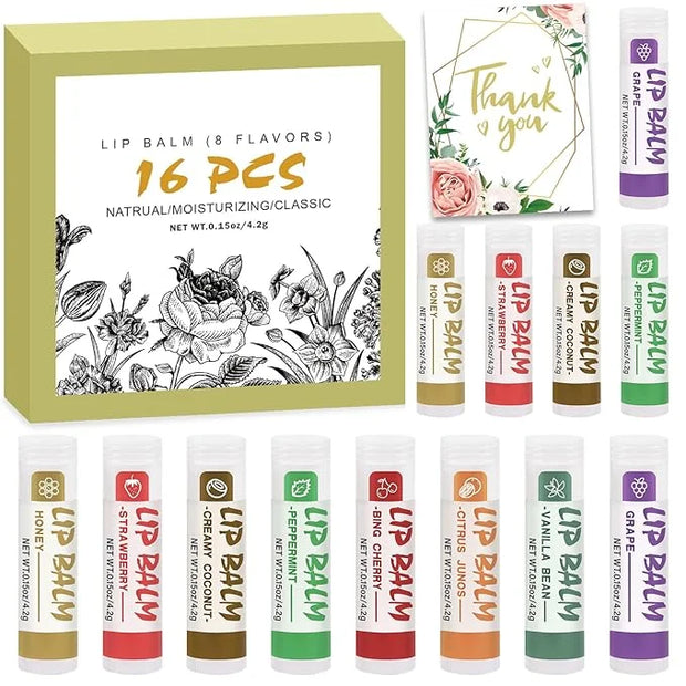 16 Pack Lip Balm, Natural Lip