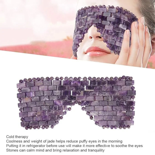 Jade Eye Mask, Jade Stones Agingproof Cooling Sleeping Eye Mask, Cold Eye Covers For Relief Eye Fatigue (Amethyst) - Produ...