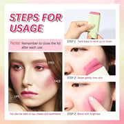 Multi-Use Cream Blush Stick,2-in-1 On-the-Go Blush for Cheek and Lip Tint,Waterproof Hydrating Tinted Solid Moisturizer Bl...