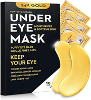 20Pcs/10Pairs Under Eye Patches Gold for Dark Circles, Puffy Eyes, and Wrinkles, 24K Gold Eye Mask for Face, Eye Cream for...