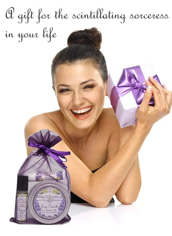 Lilac & Gooseberry Gift Set | Perfume with Soy Candle Tin and Lip Balm | Full Size Products | Yennefer Scent of a Sorceres...