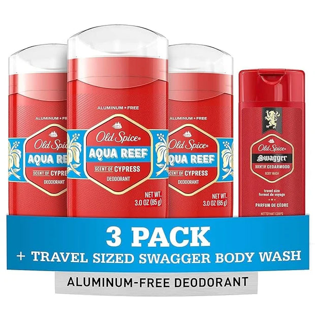 Old Spice Aluminum Free Deodorant for Men, 24/7 Odor Protection, 24/7 Freshness & Lasting Scent, Aqua Reef with Cypress Sc...