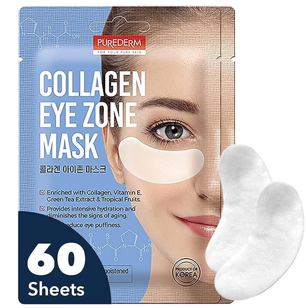 Deluxe Collagen Eye Mask Collagen Pads For Women By Purederm 2 Pack Of 30 Sheets/Natural Eye Patches With Anti-aging and W...