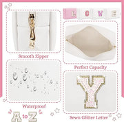 Initial letter patch makeup bag,