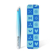 Expert Slant Tip Tweezers with Leather Case, GlamTweeler Sharp & Precision Stainless Steel Tweezer for Eyebrows, Facial Ha...