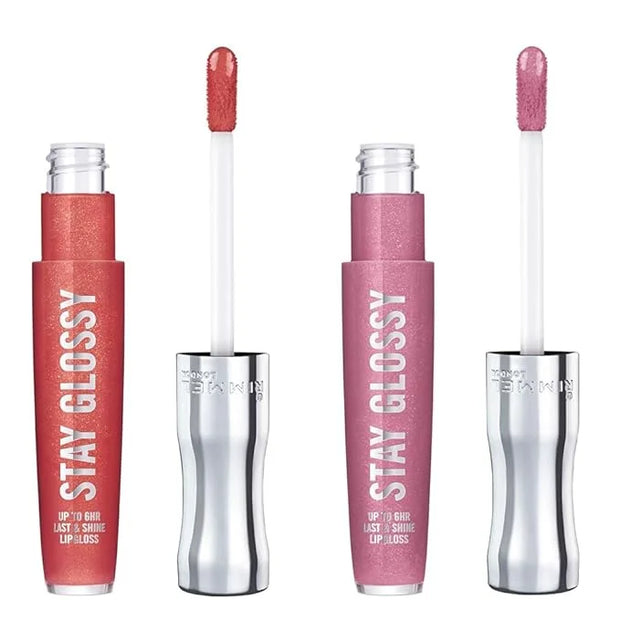 Rimmel Stay Glossy Lip Gloss Bundle - 640 All Day Seduction & 030 Cake for Breakfast, 18oz Each - Product Image