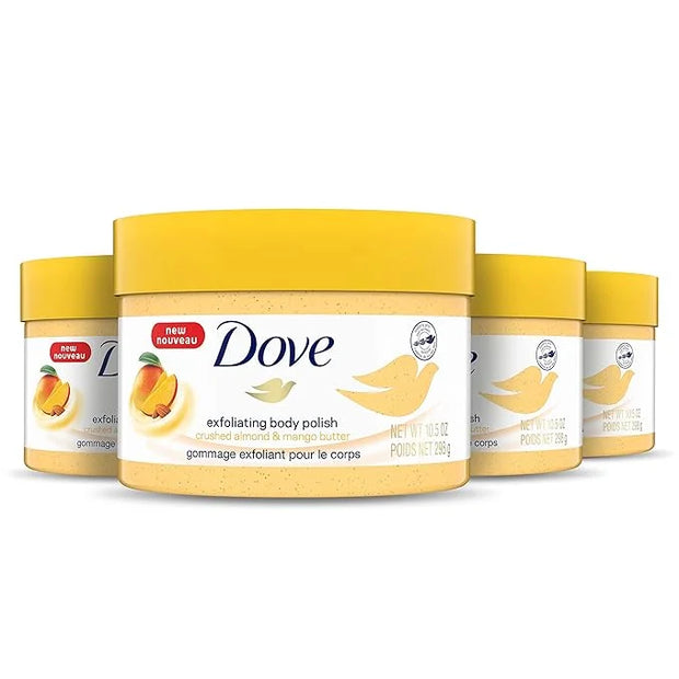 Dove Exfoliating Body Polish Body Scrub Crushed Almond and Mango Butter 4 Count Exfoliating Scrub for Dry Skin Gently Exfo...