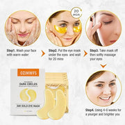 Organic 24K Gold Eye Mask with Collagen. Treatments reduce Puffy Eyes and Dark Circles Reduce Wrinkles and Fine lines - Pr...