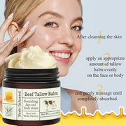 Beef Tallow For Skin – Natural Tallow and Honey Balm Face Moisturizer, Organic Grass-Fed Tallow, Deeply Nourishing Whipped...