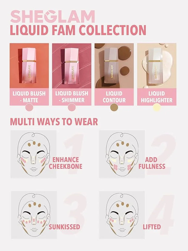 SHEGLAM Color Bloom Dayglow Liquid Blush Makeup for Cheeks Shimmer Finish - Float On - Product Image