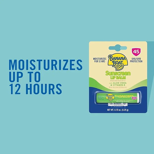 Banana Boat Sunscreen Lip Balm SPF 45 with Aloe Vera & Vitamin E, 0.15oz | Lip SPF, Aloe Vera Lip Balm with SPF, Vitamin E...