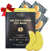 24k Gold Under Eye Patches (20 Pairs), facial wrinkle patches, Hyaluronic Acid, Aloe Vera, Collagen Skin Care anti wrinkle...