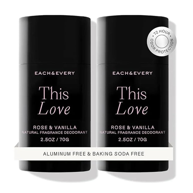 Each & Every Aluminum Free Deodorant for Women & Men, Rose & Vanilla - All Natural Deodorant for Sensitive Skin, EWG Verif...