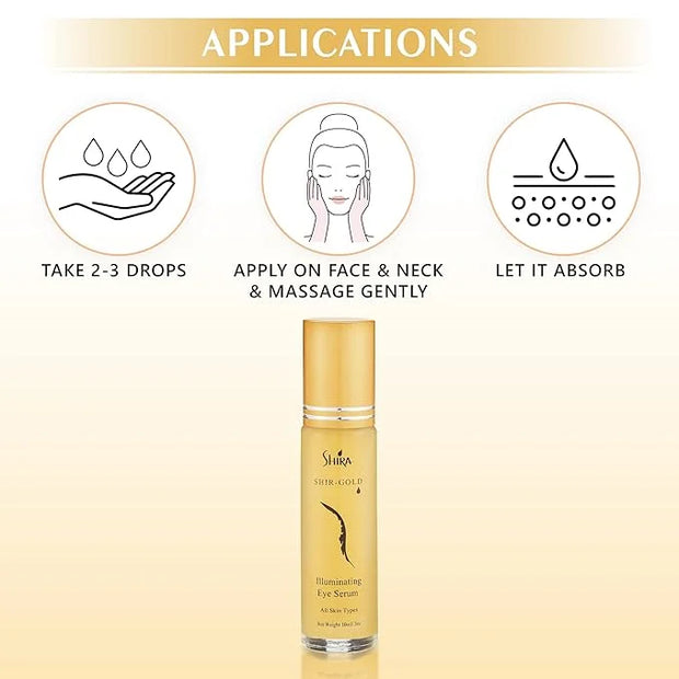 Shir-Gold Illuminating Eye Serum HelpsTo Reduce Fine lines and Dark area around EyesHydrates Eye AreaSuits All Skin Types ...
