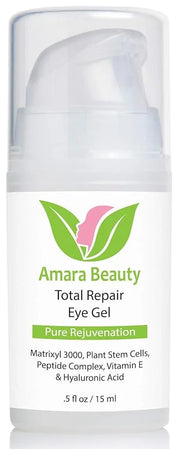Amara Beauty Eye Cream Gel for Dark Circles and Puffiness with Peptides & Hyaluronic Acid, 0.5 fl. oz. - Product Image