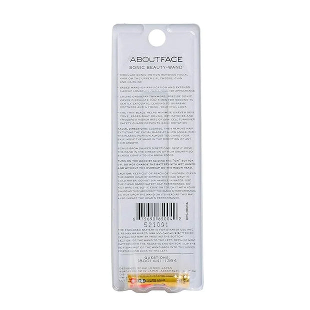 Kai About Face Sonic Beauty Wand with Bonus Eyebrow Shaper; Battery Operated Face Hair Remover; Face, Chin, & Lip Hair Rem...