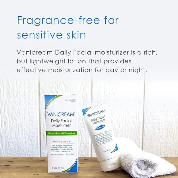 Vanicream Daily Facial Moisturizer With Ceramides and Hyaluronic Acid - Formulated Without Common Irritants for Those with...