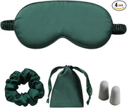 Silk Satin Sleeping Eye Mask, Green Sleep Eye Night Blindfold for Women and Men, Soft Breathable Blackout Eyeshade Eye Cov...