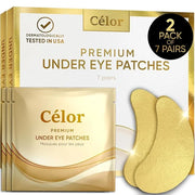 CÉLOR Under Eye Patches Premium - Golden Under Eye Mask Enriched with Hyaluronic Acid, Caffeine, Tea Tree & Collagen, Unde...