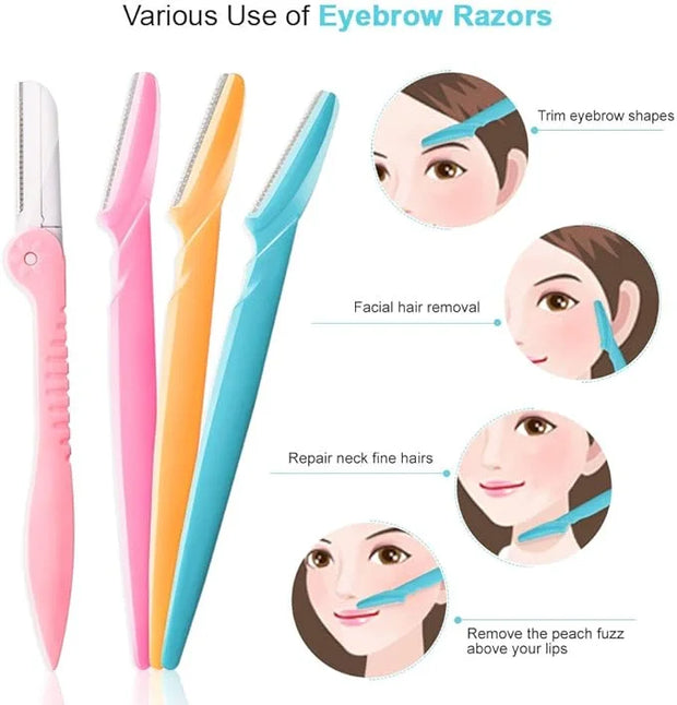 12 Pcs Eyebrow Razor, Face Razors for Women, Exfoliating Trimmers, Eyebrow Grooming Shaper for Women, Peach Fuzz, Hair Rem...