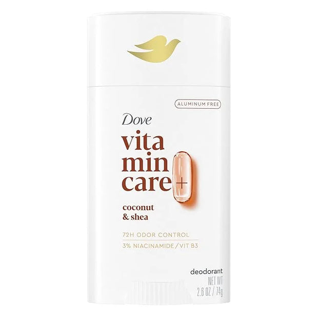 Dove VitaminCare+ Aluminum Free Deodorant Stick for 72H Odor Protection Coconut & Shea Breathable Deodorant for Women 2.6 ...