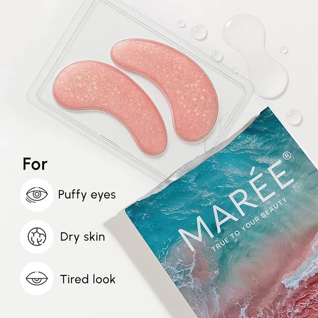 MAREE Pink Eye Gels - Marine Collagen Under Eye Patches for Puffy Eyes and Dark Circles - Undereye Mask Patches for Women ...