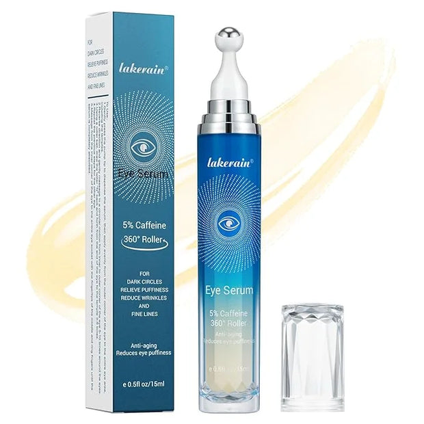 NICEFACE 5% Caffeine Eye Serum - Under Eye Cream for Dark Circles and Puffiness Eye Care - with 360° Massage Ball Reduce W...