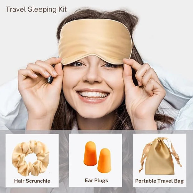 Silk Satin Sleeping Eye Mask, Gold Sleep Eye Mask Night Blindfold for Women and Men, Soft Breathable Blackout Eyeshade Eye...