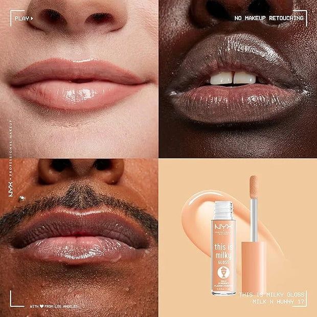 NYX PROFESSIONAL MAKEUP This Is Milky Gloss, Lip Gloss with 12 Hour Hydration, Vegan - Milk & Hunny (Honey Nude) - Product...