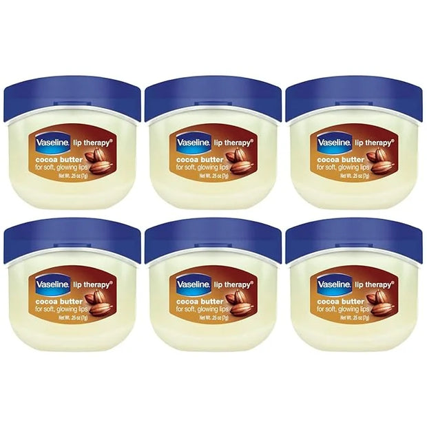 Vaseline Lip Therapy Cocoa Butter 6-Pack – Mini Lip Balms for Soft, Glowing Lips, 0.25 Oz Ea - Product Image