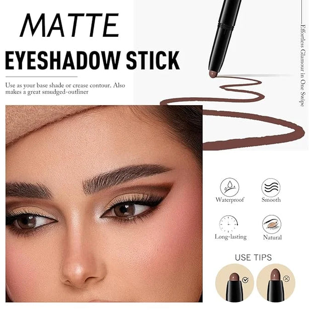 Eyeshadow Stick Matte Eye Shadow Pencil Cream to Powder Eye Brightener Crayon Long-Lasting Crease-Proof Neutral Eyeshadow ...