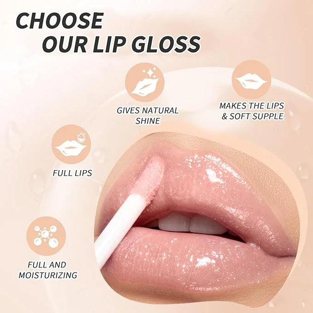 4 Pcs Hydrating Lip Gloss, ICE/MOON/SILK/PETAL High Moisturizing Oil Tint with Hyaluronic Acid, High Shine for Plumper Loo...